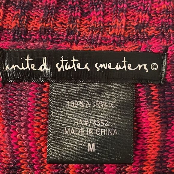 United States Sweaters 3/4 dolman sleeve variegated red & black open cardigan M - Picture 4 of 9